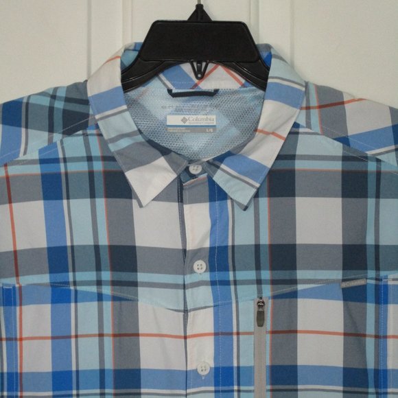 Columbia Omni-Shade Mens S/S Blue Nylon Active Shirt NWOT - Large - Picture 1 of 3